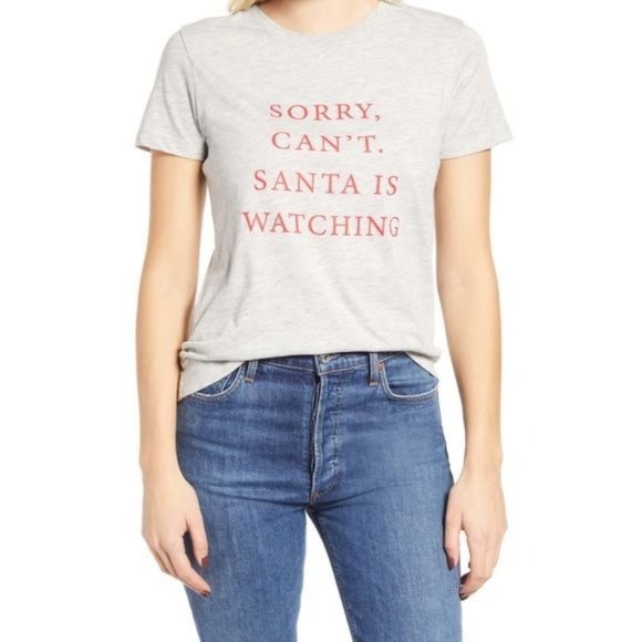 1901 ‘Sorry, Can't. Santa Is Watching’ Crew Neck Short Sleeve Graphic T-… - Picture 11 of 11